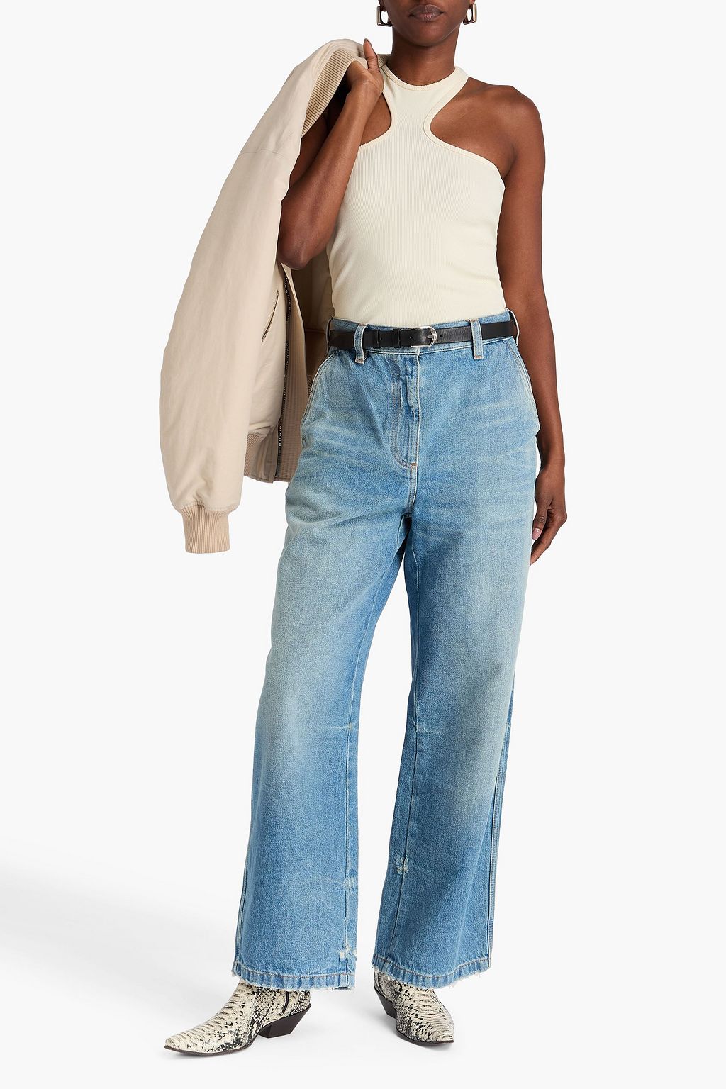 PALM ANGELS Hoch sitzende Jeans mit weitem Bein in ausgewaschener Optik