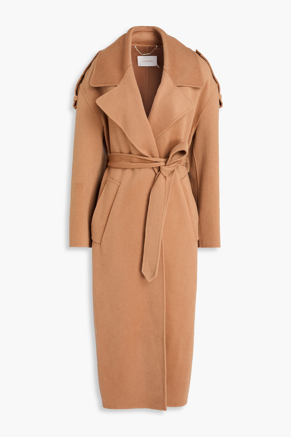 Zimmermann Belted Brushed Wool-blend Felt Coat In Brown