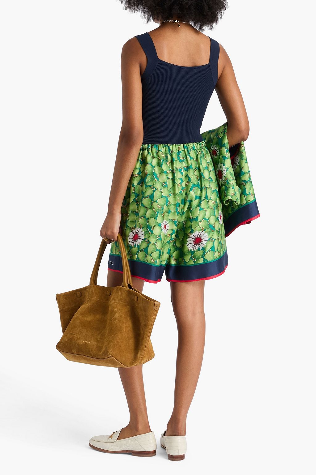 GUCCI شورت من الحرير والتويل بطبعات