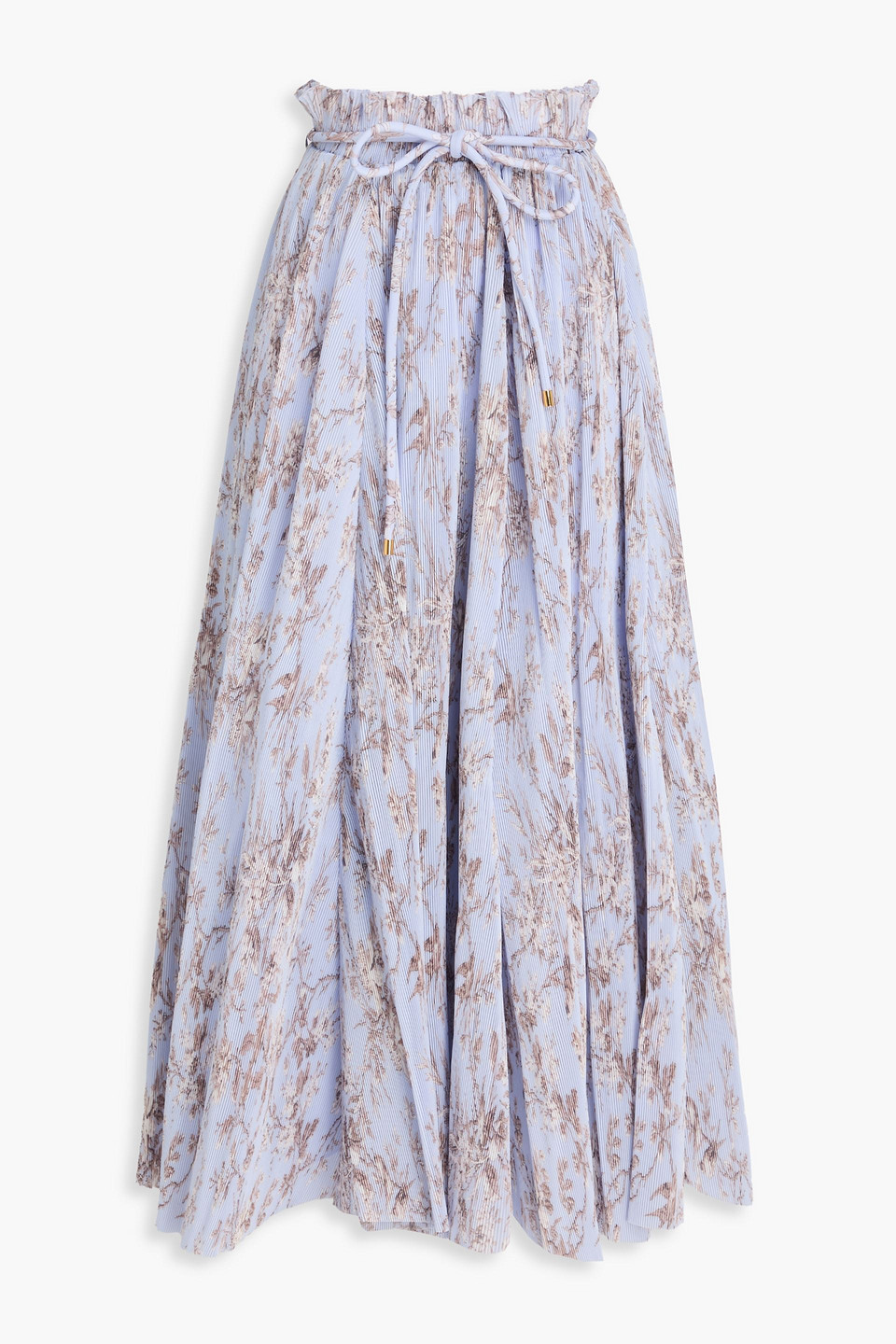 Zimmermann Pleated Floral-print Organza Midi Skirt In Multi