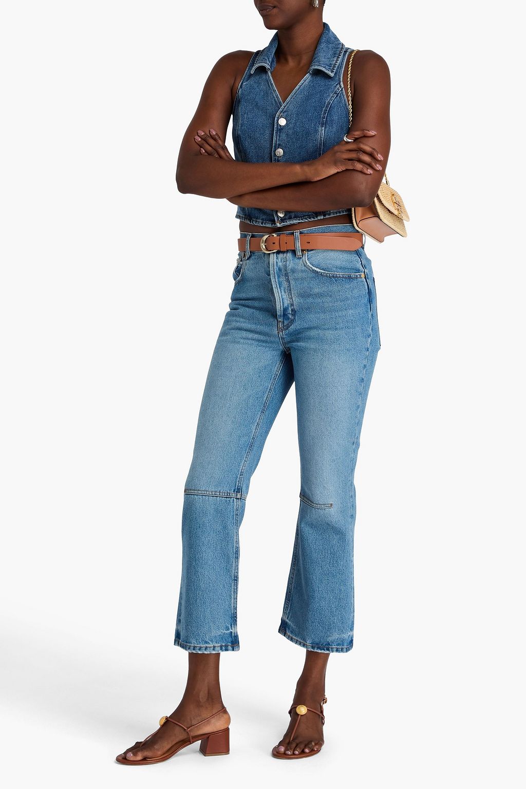 JACQUEMUS Cropped high-rise bootcut jeans
