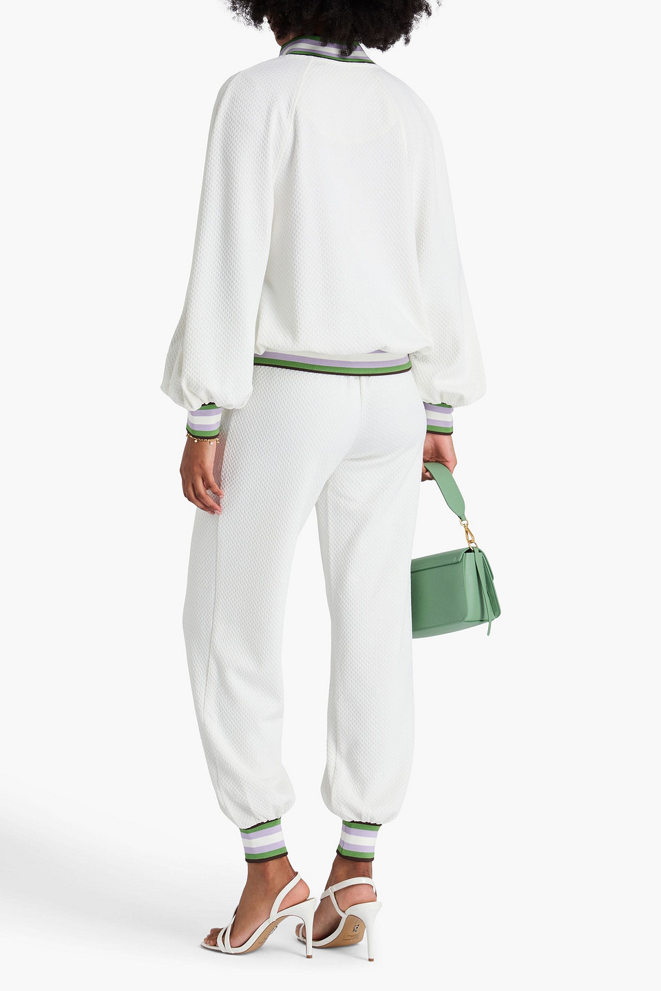Zimmermann Textured-jersey Bomber Jacket In White