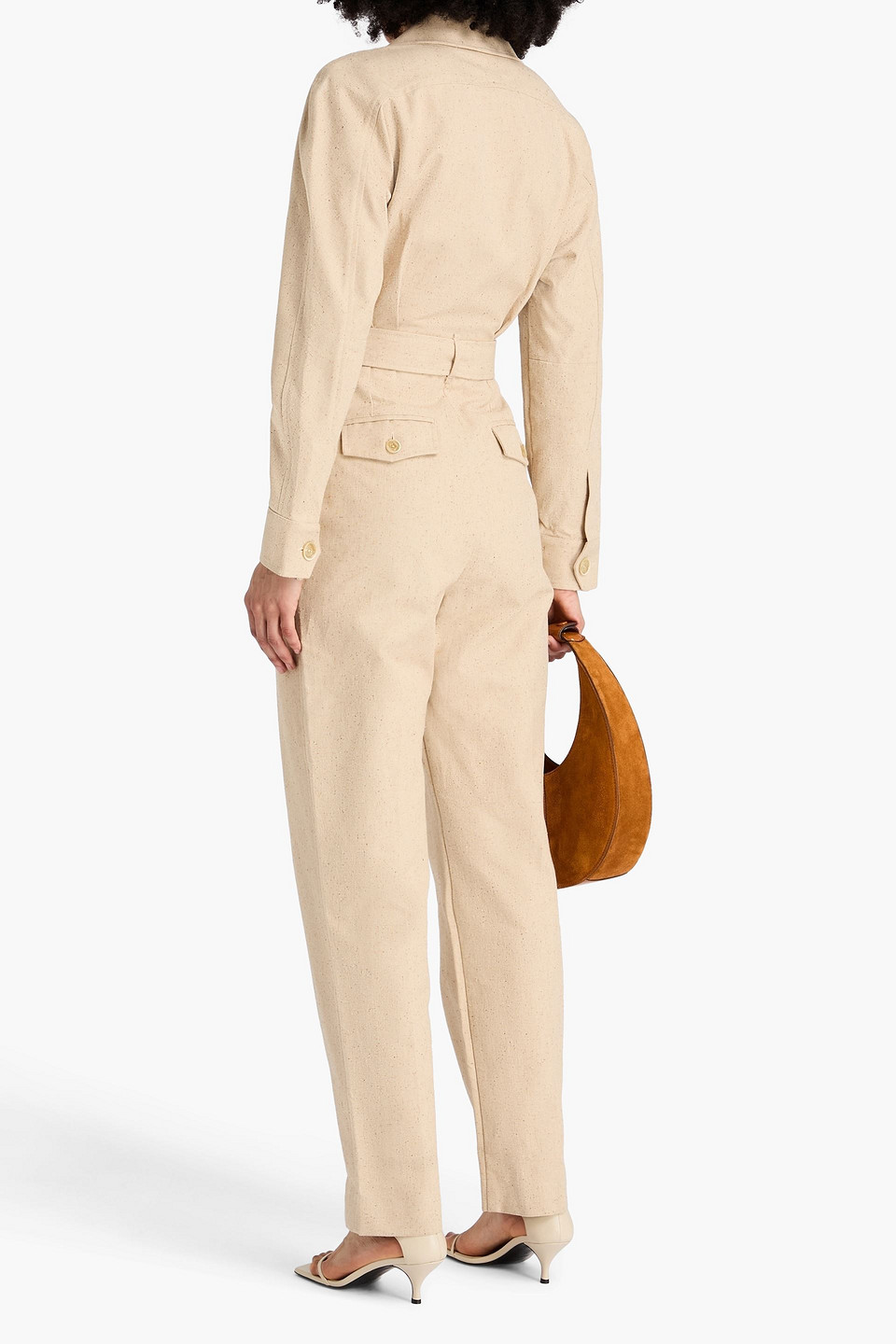 Zimmermann Belted Donegal Cotton And Silk-blend Canvas Jumpsuit