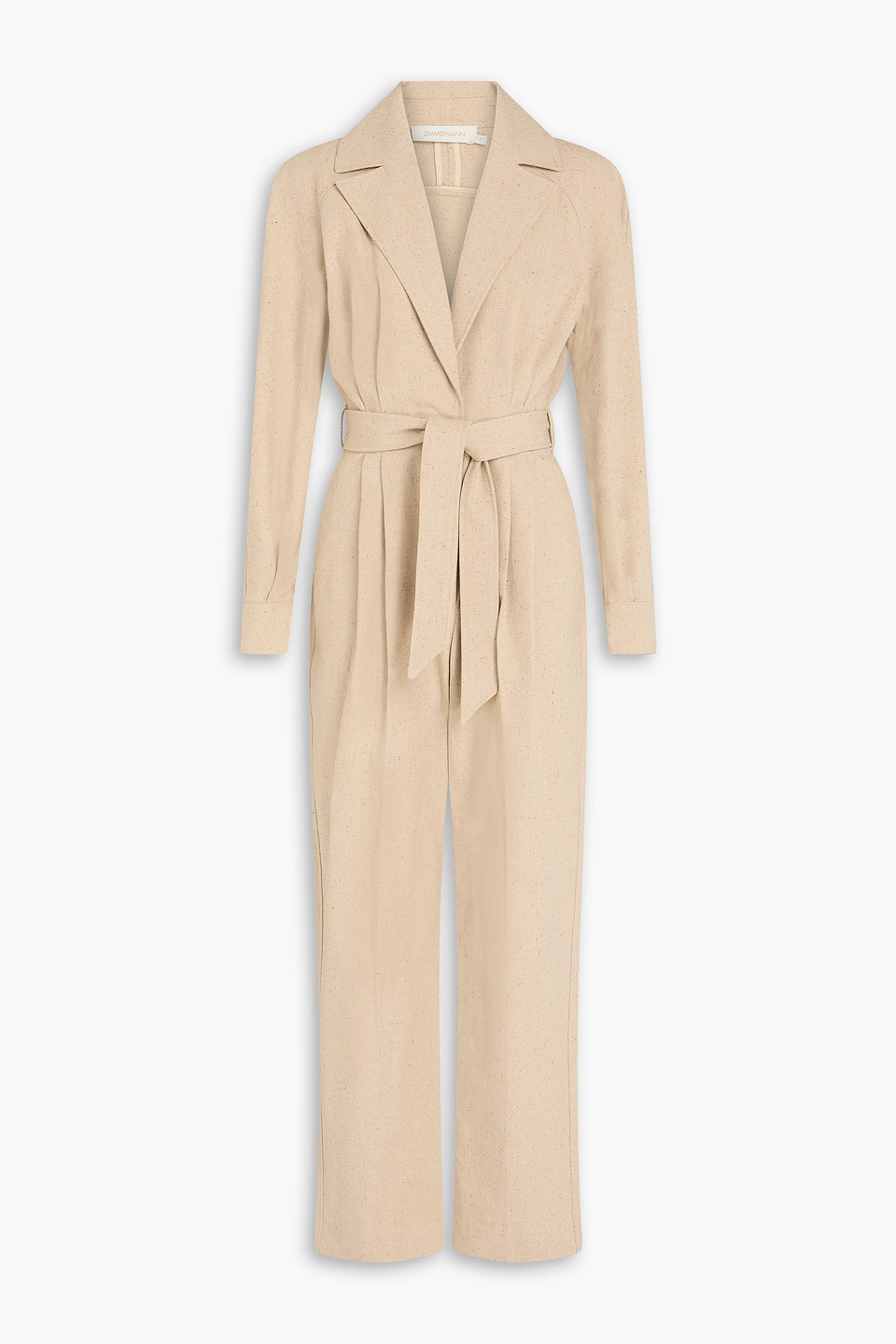Zimmermann Belted Donegal Cotton And Silk-blend Canvas Jumpsuit