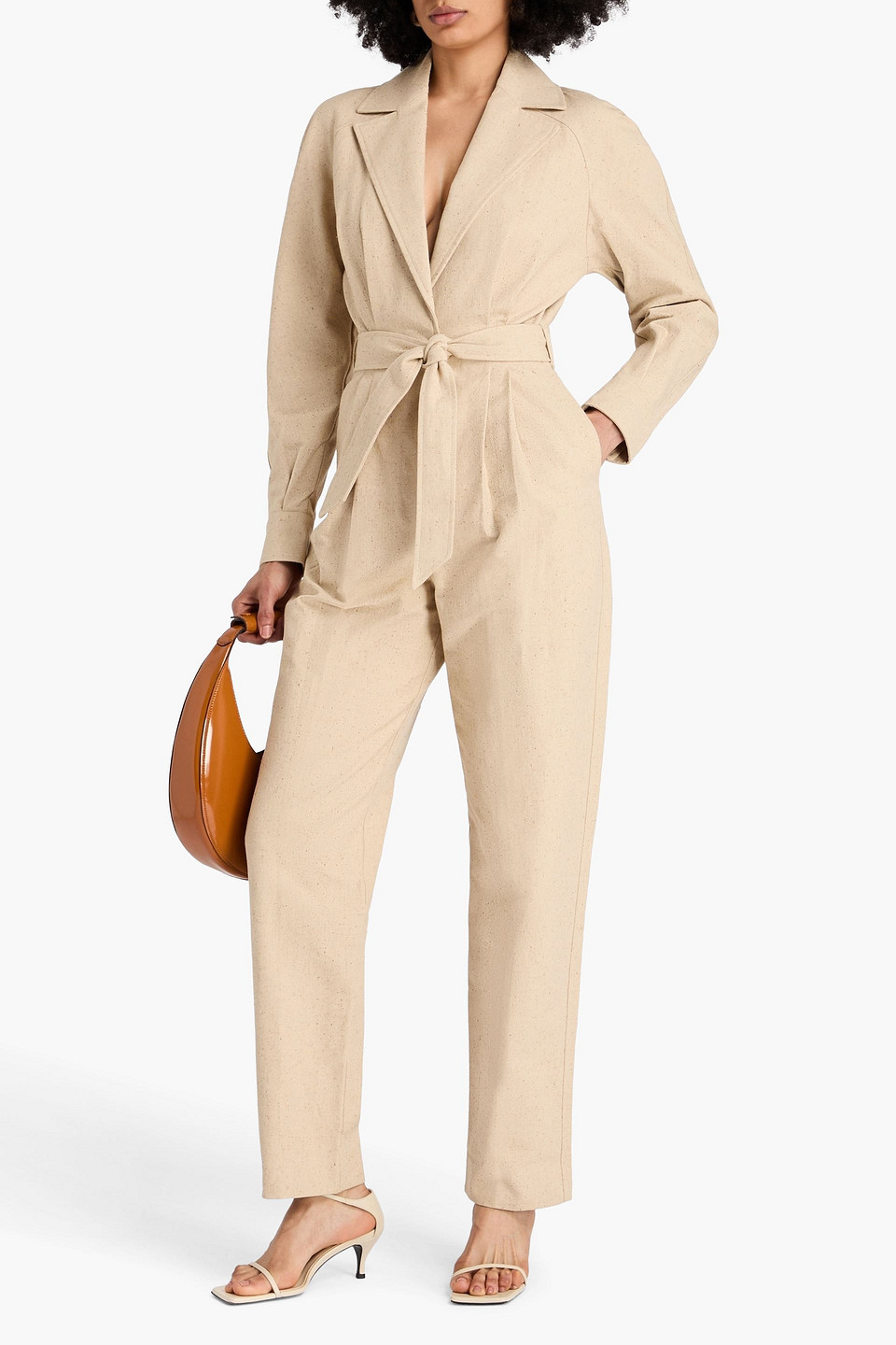 Zimmermann Belted Donegal Cotton And Silk-blend Canvas Jumpsuit