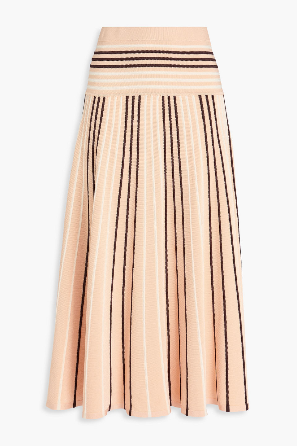 Zimmermann Striped Knitted Midi Skirt In Brown