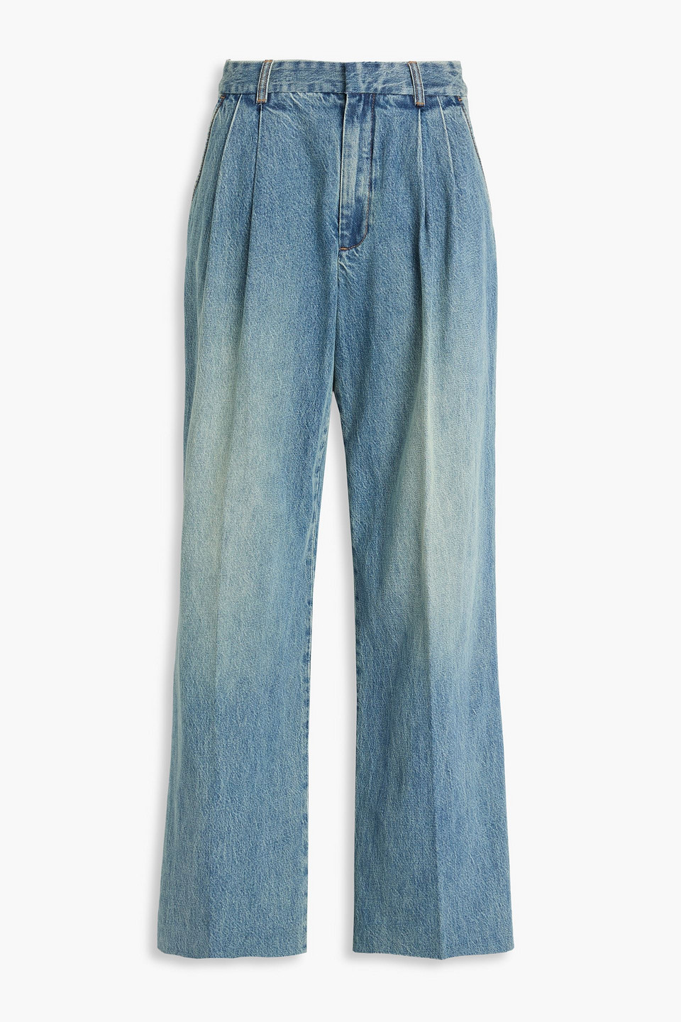 Zimmermann Pleated High-rise Wide-leg Jeans In Blue