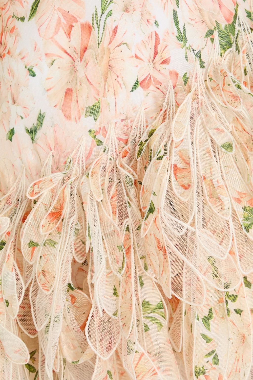 ZIMMERMANN リネン&シルク混ガーゼ ミディワンピース ティアード フローラルプリント