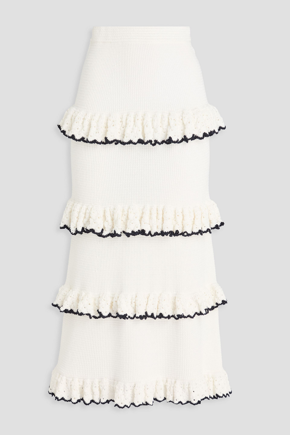 Zimmermann Tiered Cotton Midi Skirt In White