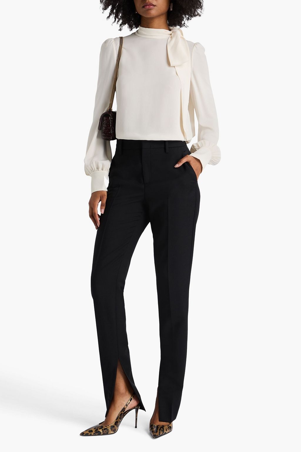 GUCCI Mohair and wool-blend slim-leg pants