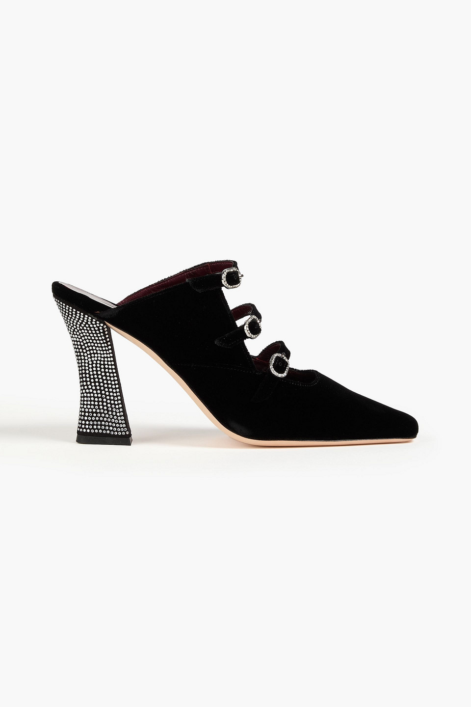 Staud Nadine Crystal-embellished Velvet Mules
