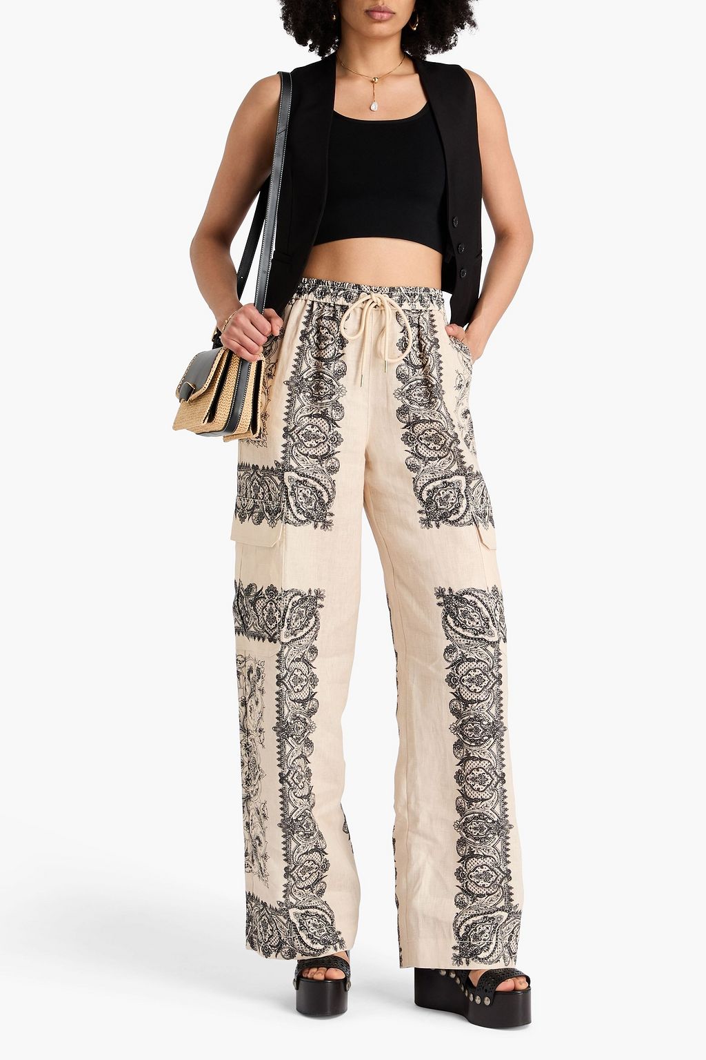 ZIMMERMANN Printed linen-gauze cargo pants