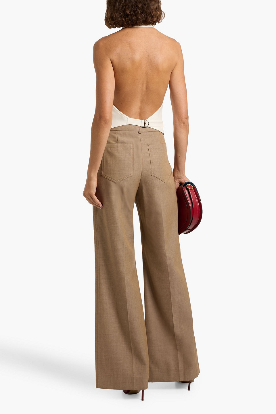 Victoria Beckham Wool Wide-leg Pants In Multi