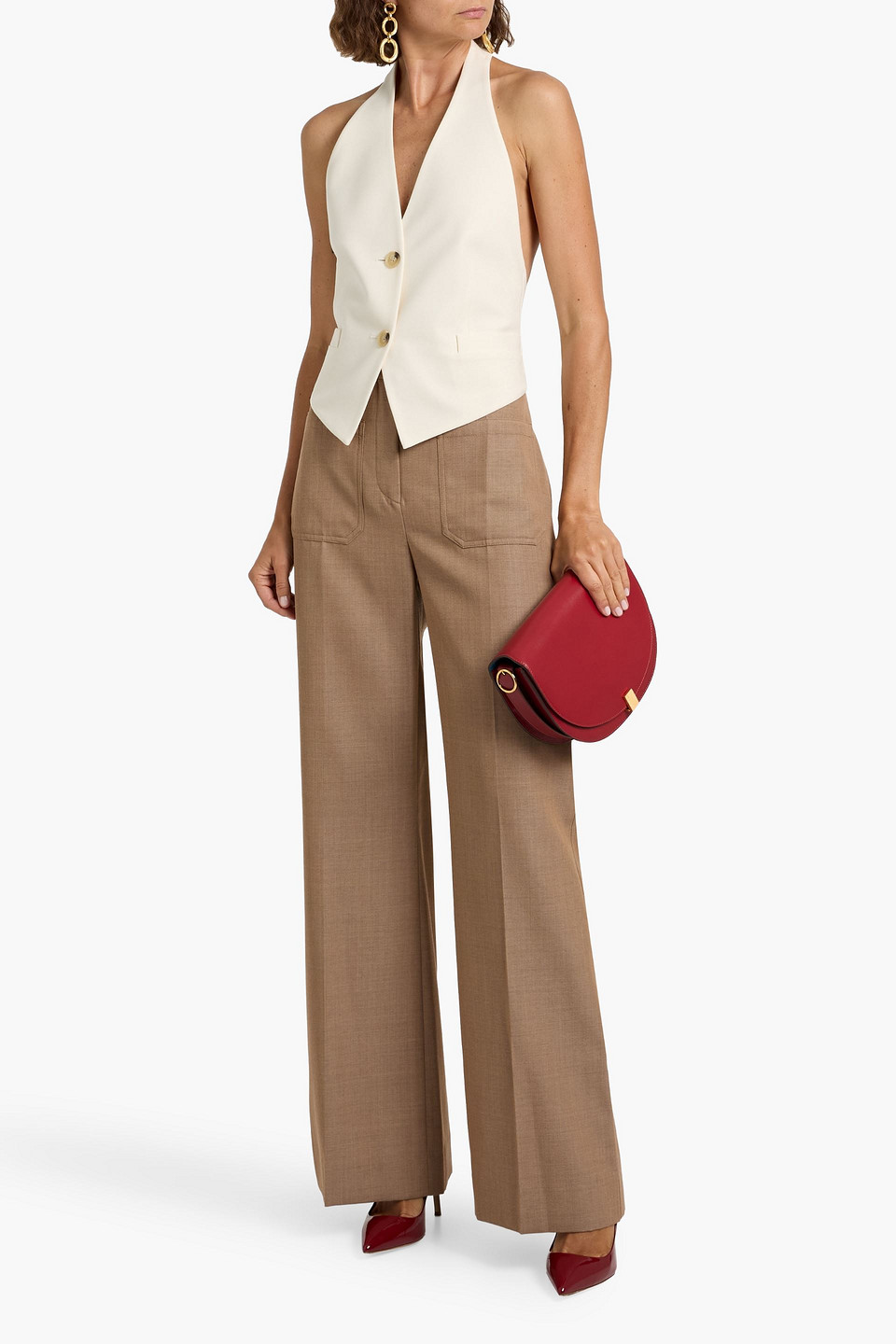 Victoria Beckham Wool Wide-leg Pants In Multi