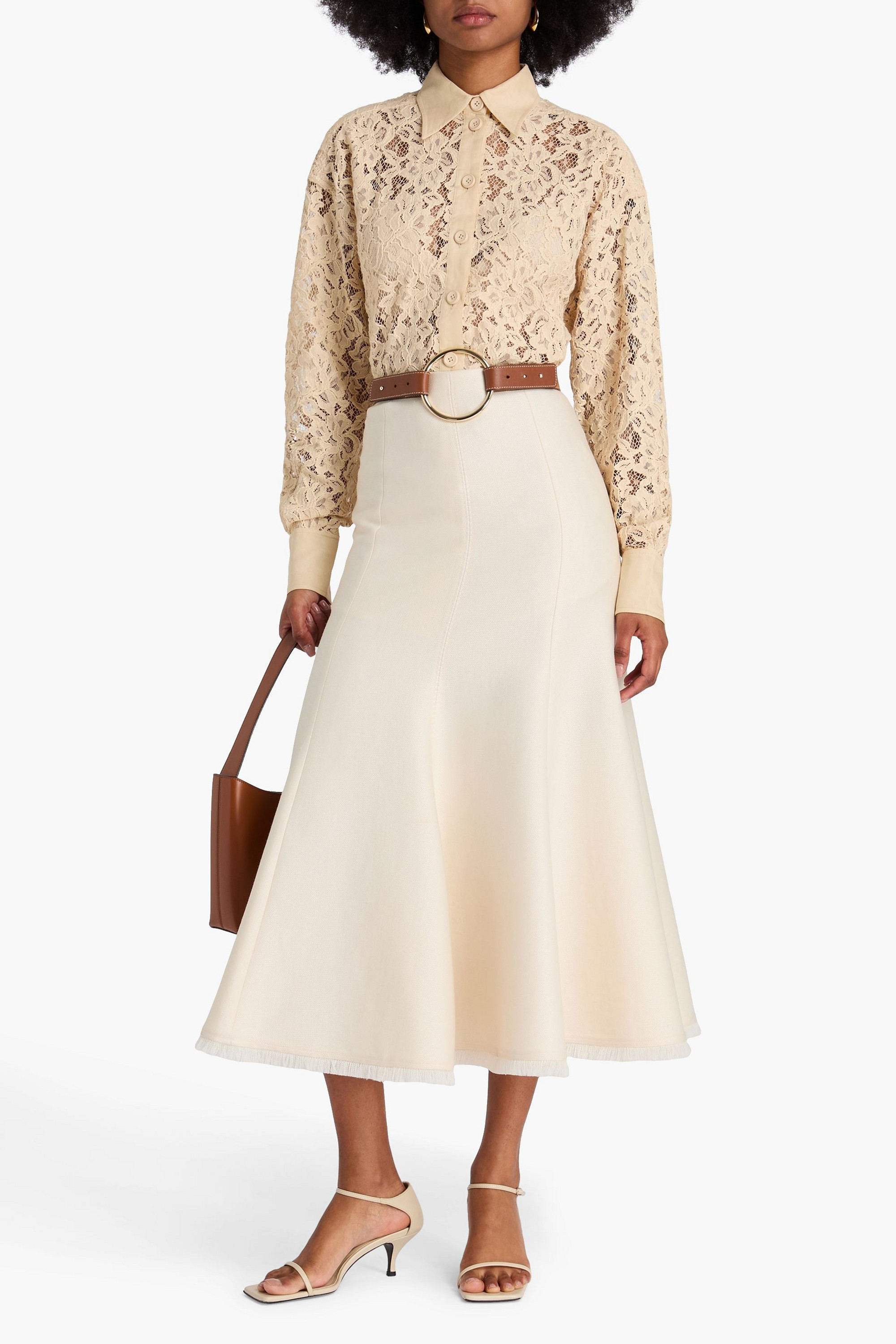 Zimmermann Linen-trimmed cotton-blend corded lace shirt