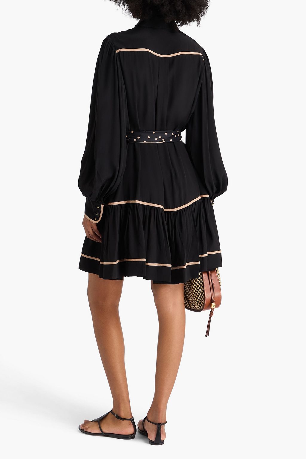ZIMMERMANN クレープデシン ミニシャツワンピース ベルト付き