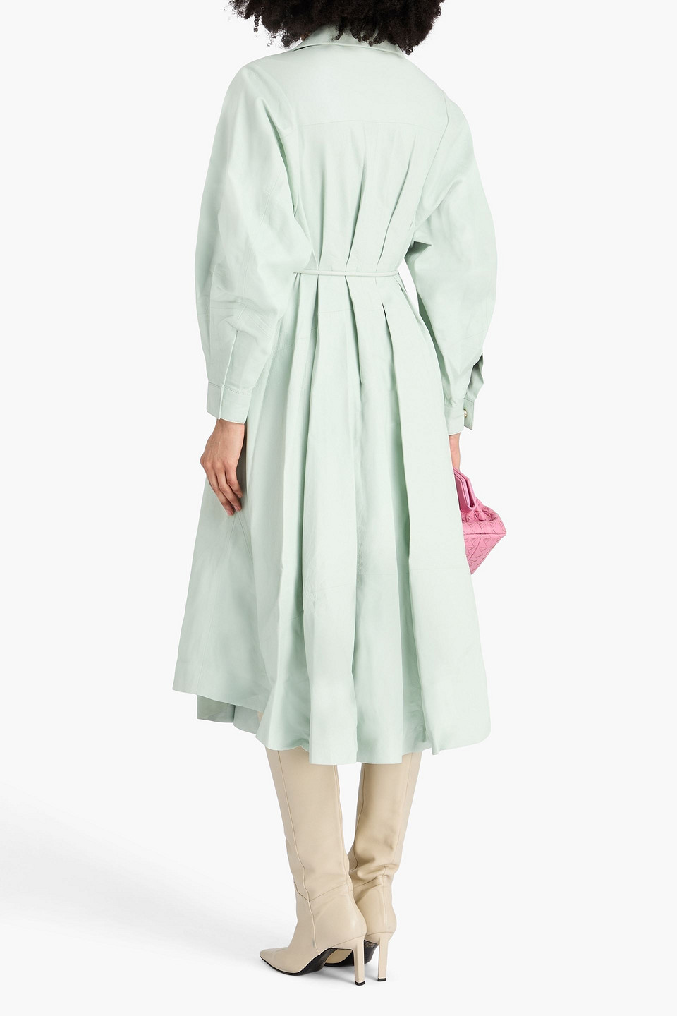 Zimmermann Pleated Leather Midi Shirt Dress