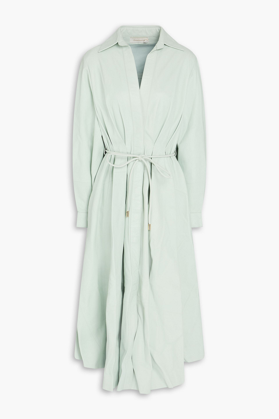 Zimmermann Pleated Leather Midi Shirt Dress