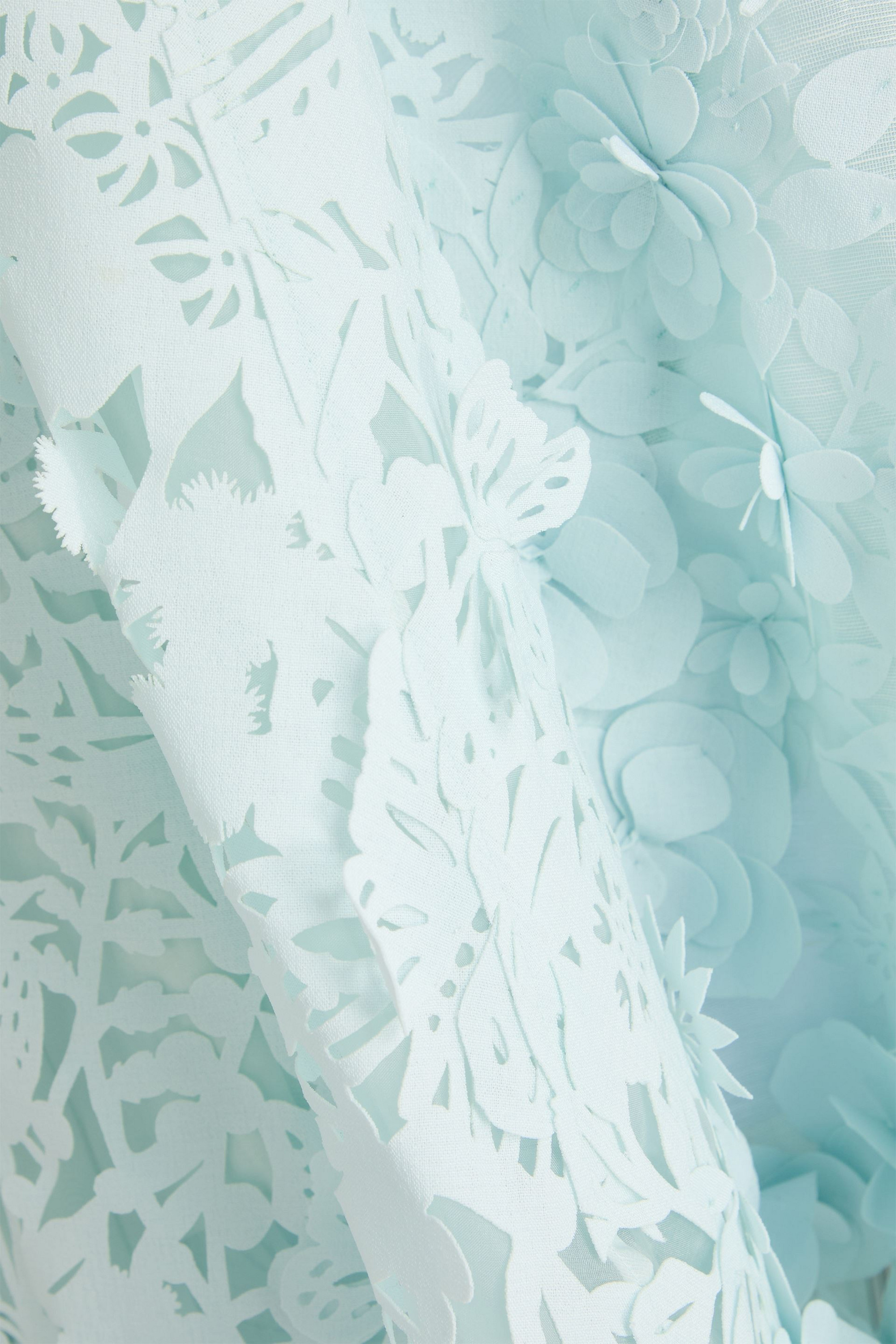 Zimmermann Asymmetric floral-appliquéd linen and silk-blend organza maxi dress