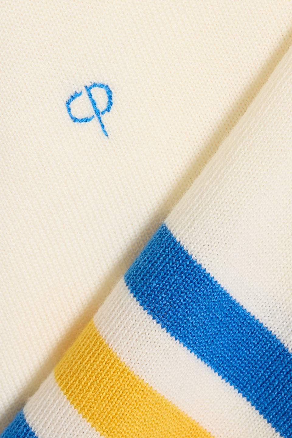 Chinti & Parker Striped Merino Wool Sweater In White