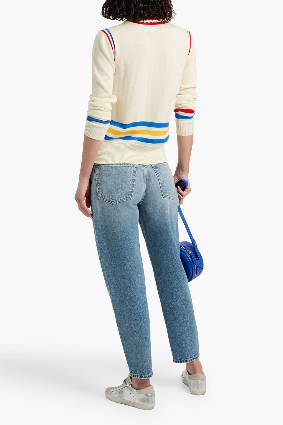 Chinti & Parker Striped Merino Wool Sweater In White