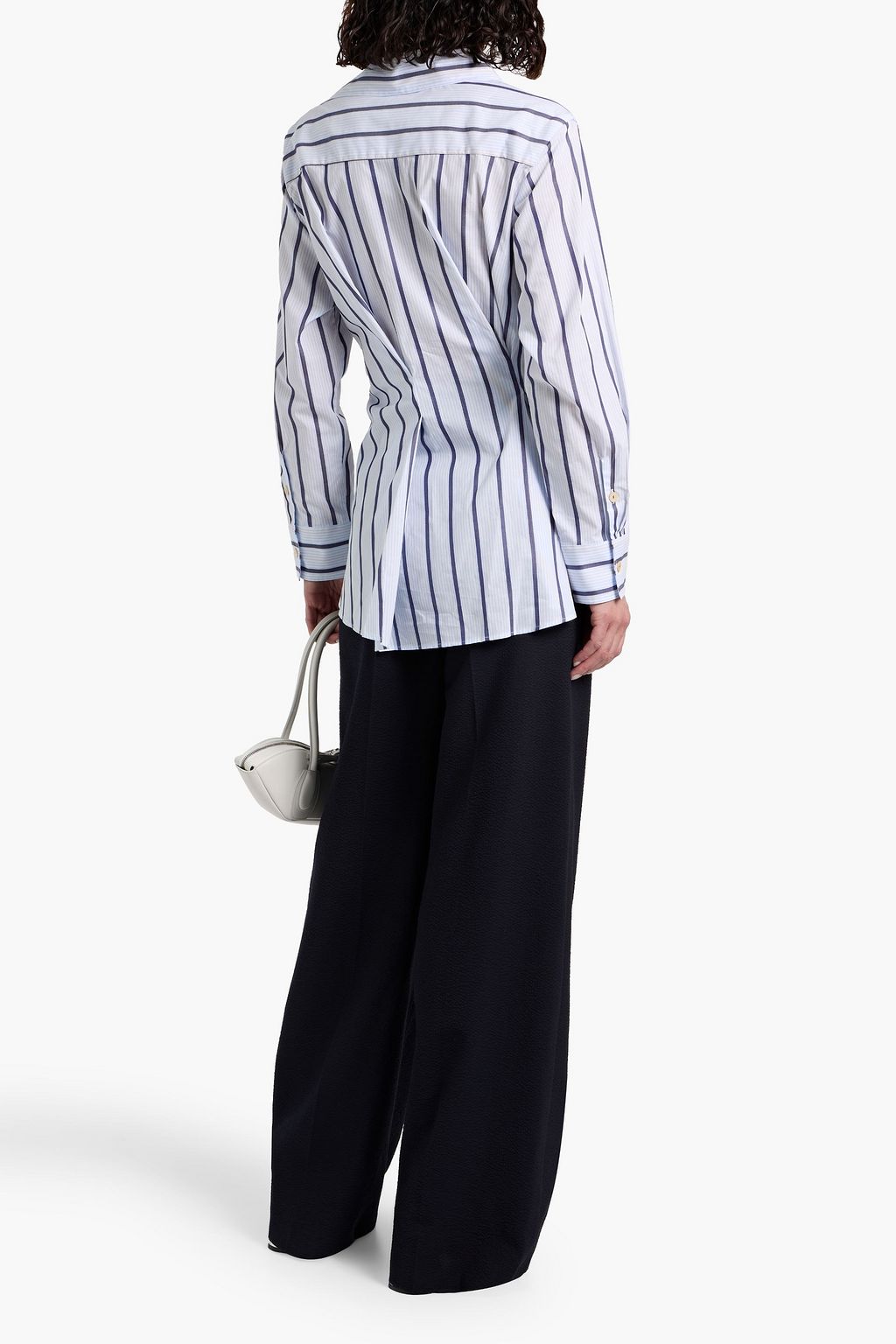 PALMER//HARDING Enata asymmetric striped cotton-poplin shirt