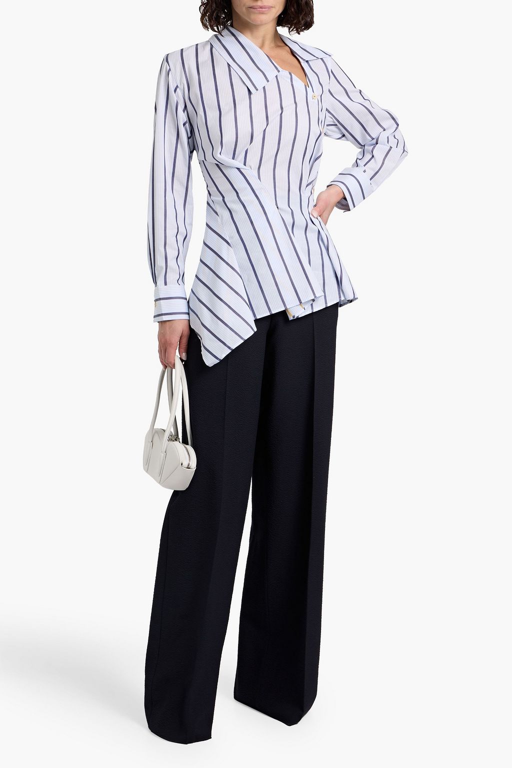 PALMER//HARDING Enata asymmetric striped cotton-poplin shirt