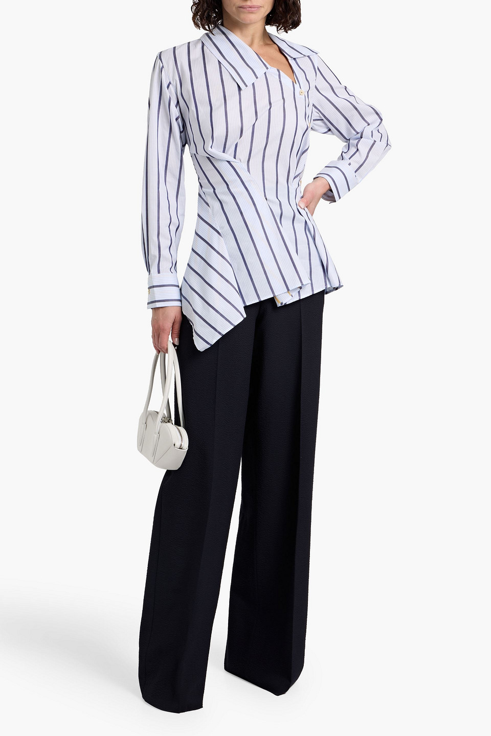 Palmer Harding Enata Asymmetric Striped Cotton-poplin Shirt In Multi