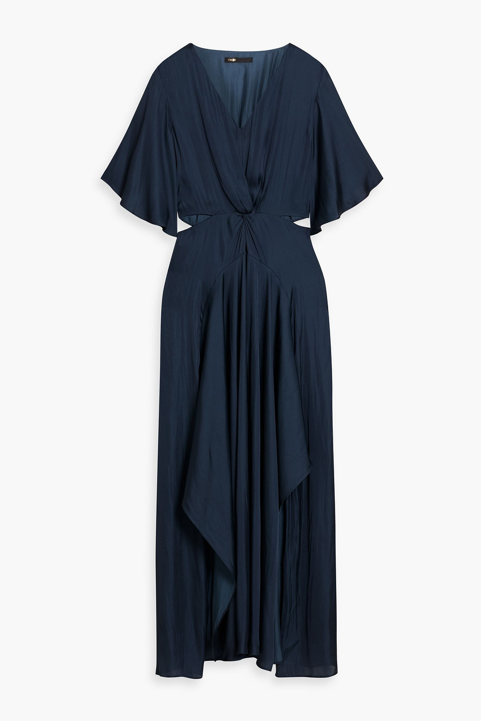 Maje Cutout Satin Maxi Dress In Blue