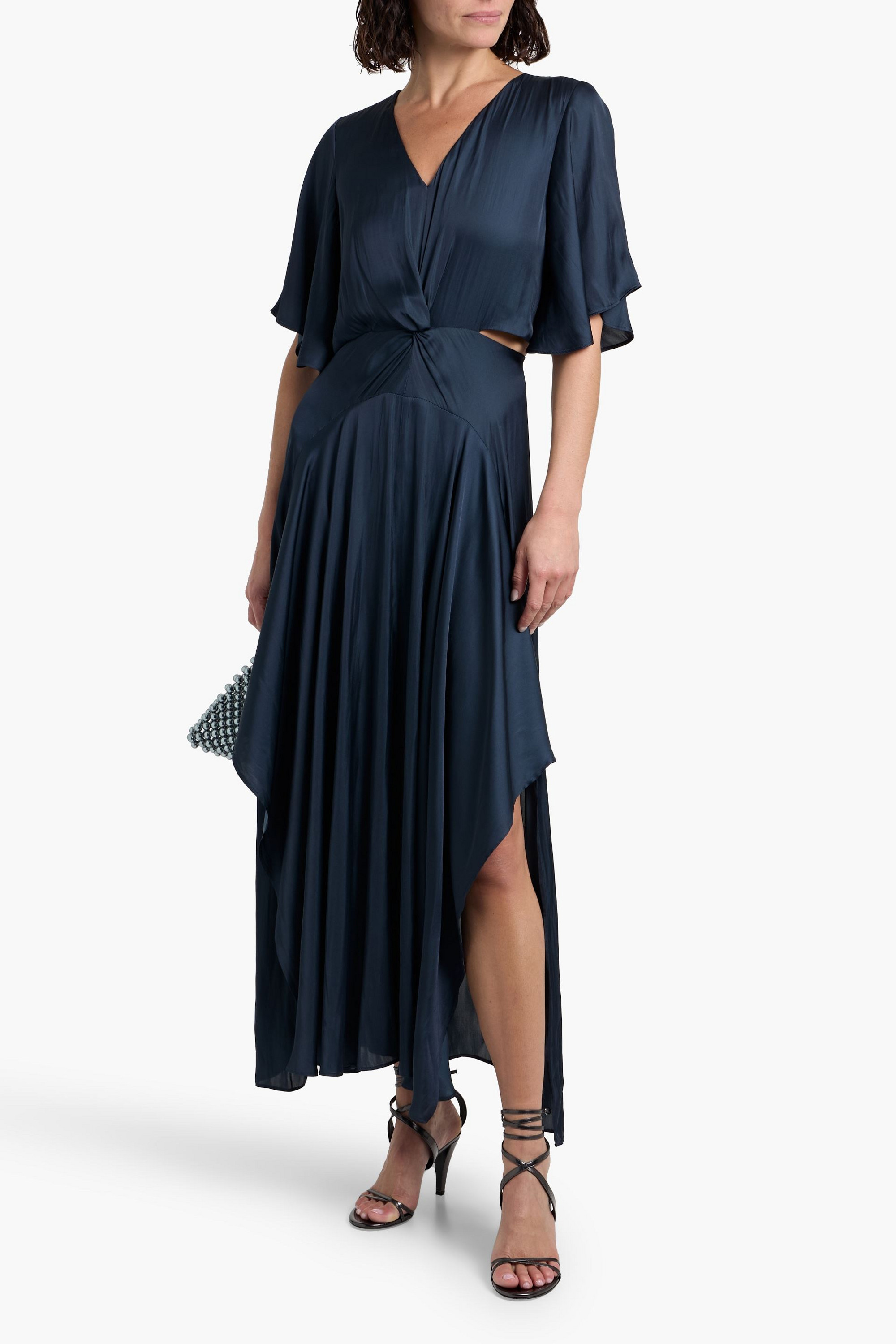 MAJE Cutout satin maxi dress