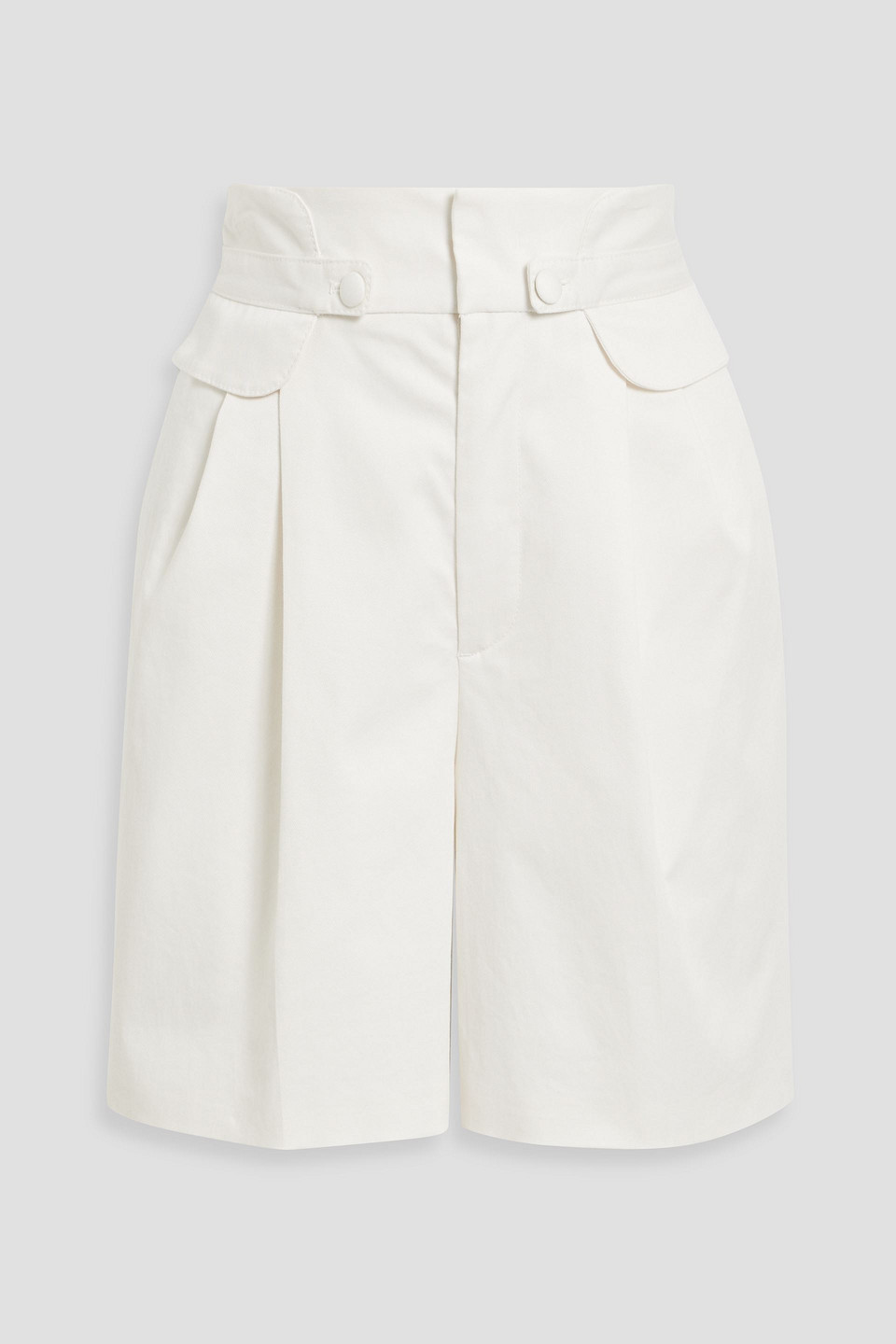 Red Valentino Pleated Cotton-blend Twill Shorts In White