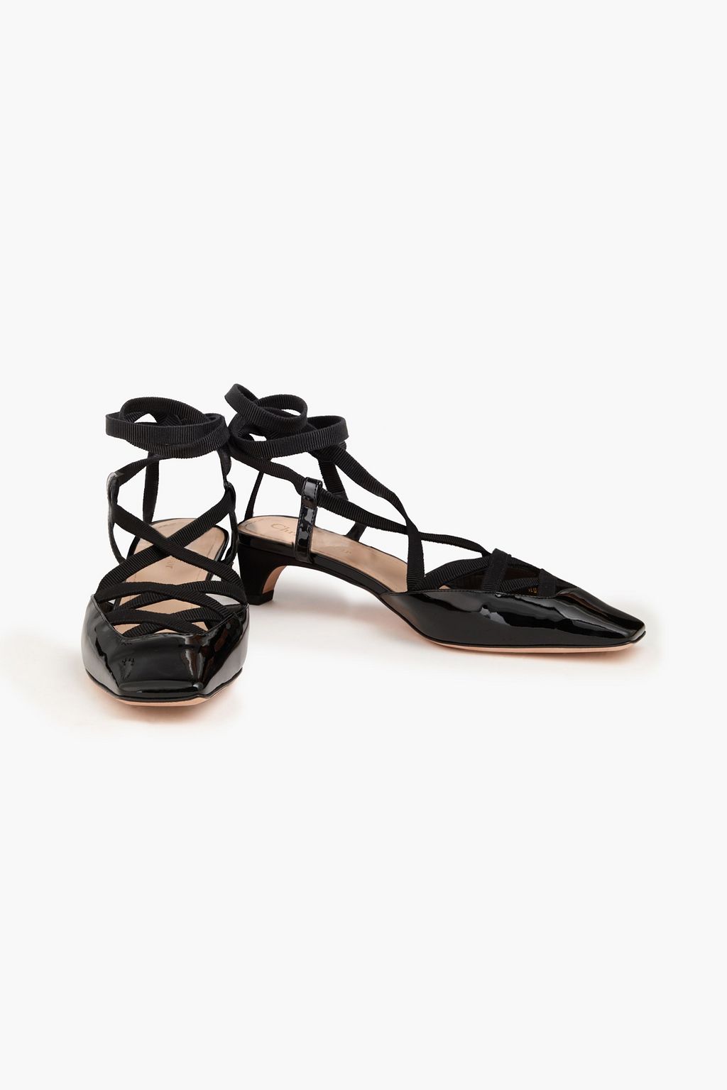 DIOR D-Envol grosgrain-trimmed patent-leather pumps