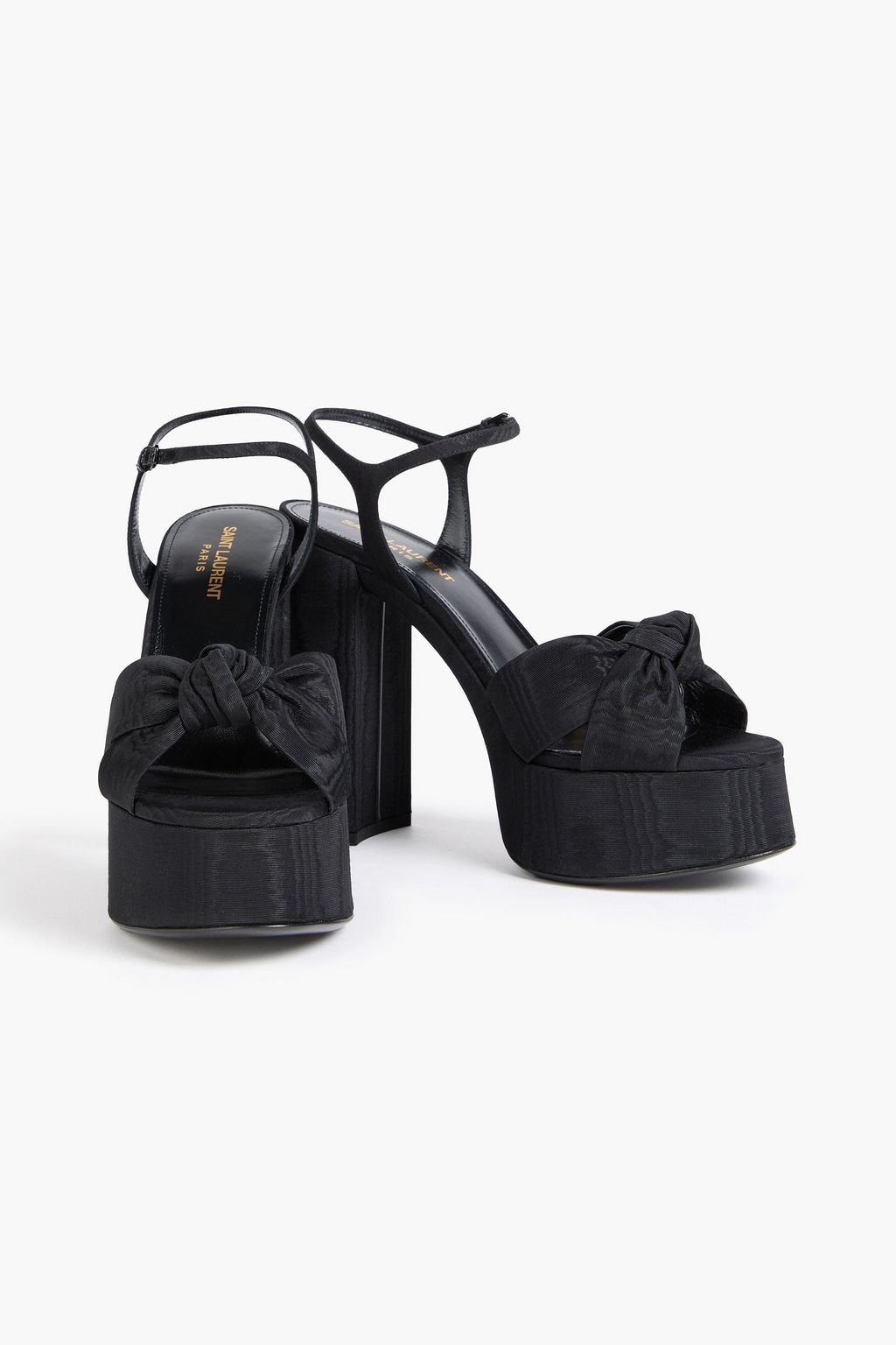 SAINT LAURENT Bianca knotted moire platform sandals