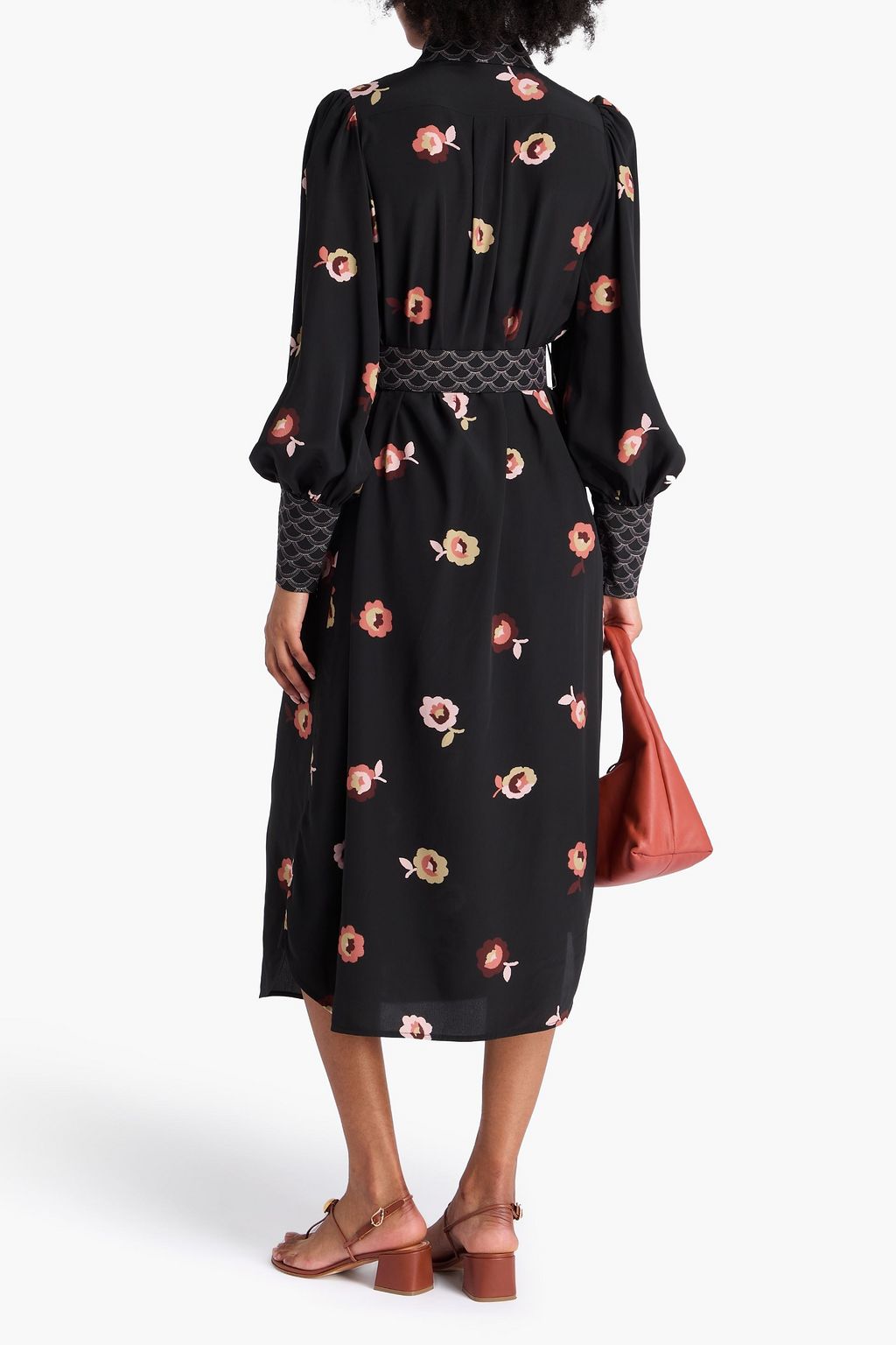 ZIMMERMANN クレープデシン ミディワンピース ベルト付き フローラルプリント