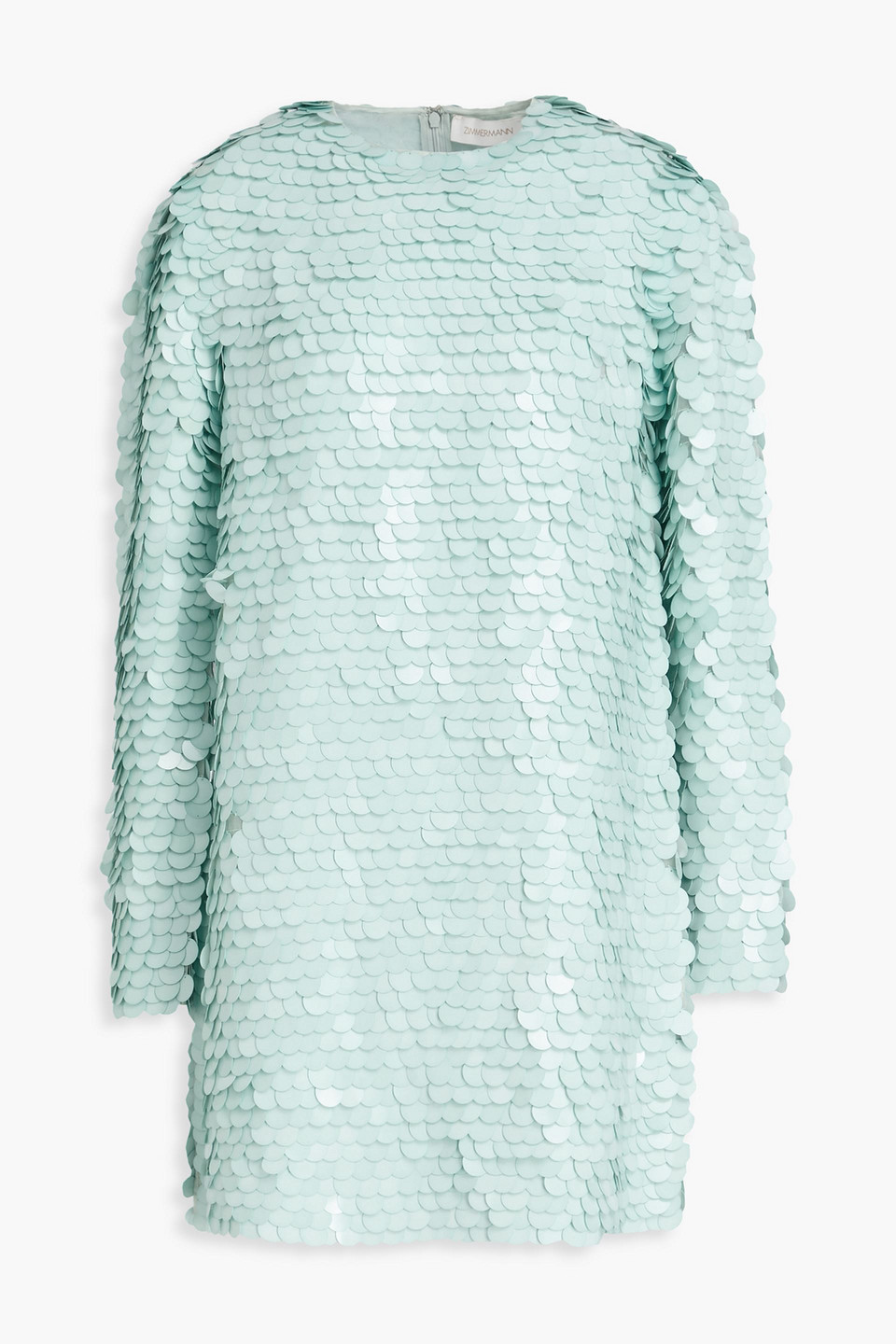 zimmermann - sequined silk-organza mini dress - green - 0