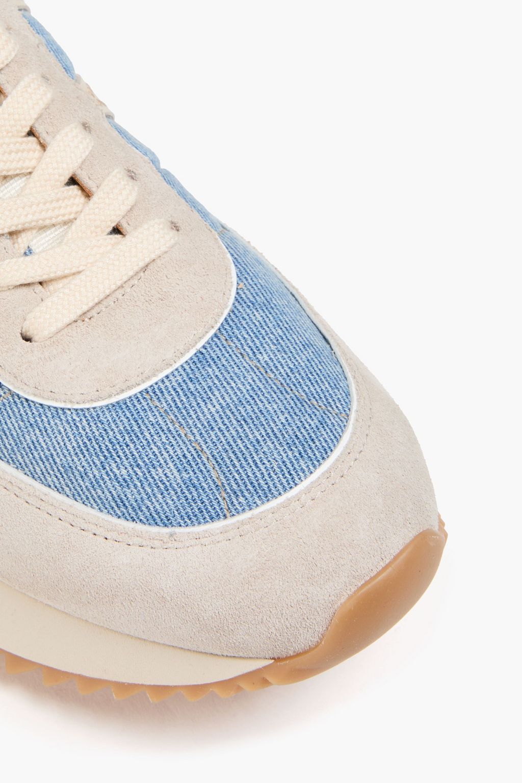 MONCLER Pacey denim and suede sneakers