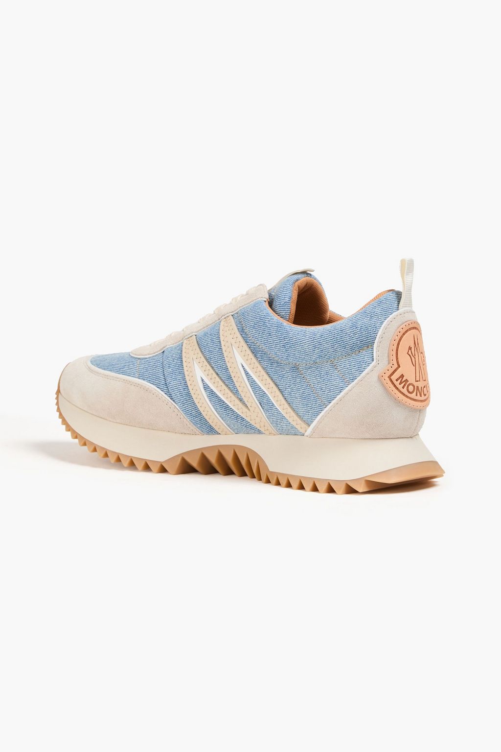 MONCLER Pacey denim and suede sneakers