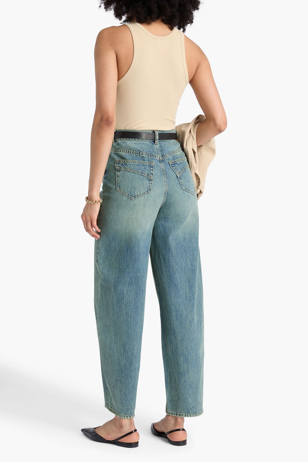 ZIMMERMANN Faded high-rise barrel-leg jeans