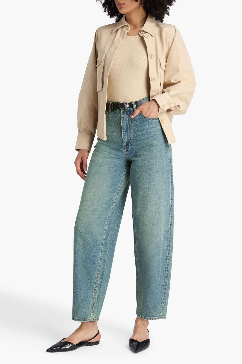ZIMMERMANN Faded high-rise barrel-leg jeans