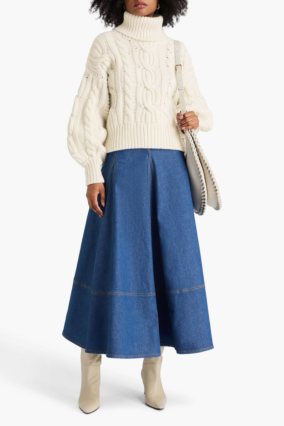  Zimmermann - Rollkragenpullover Aus Wolle Mit Zopfstrickmuster - Weiß - M 
