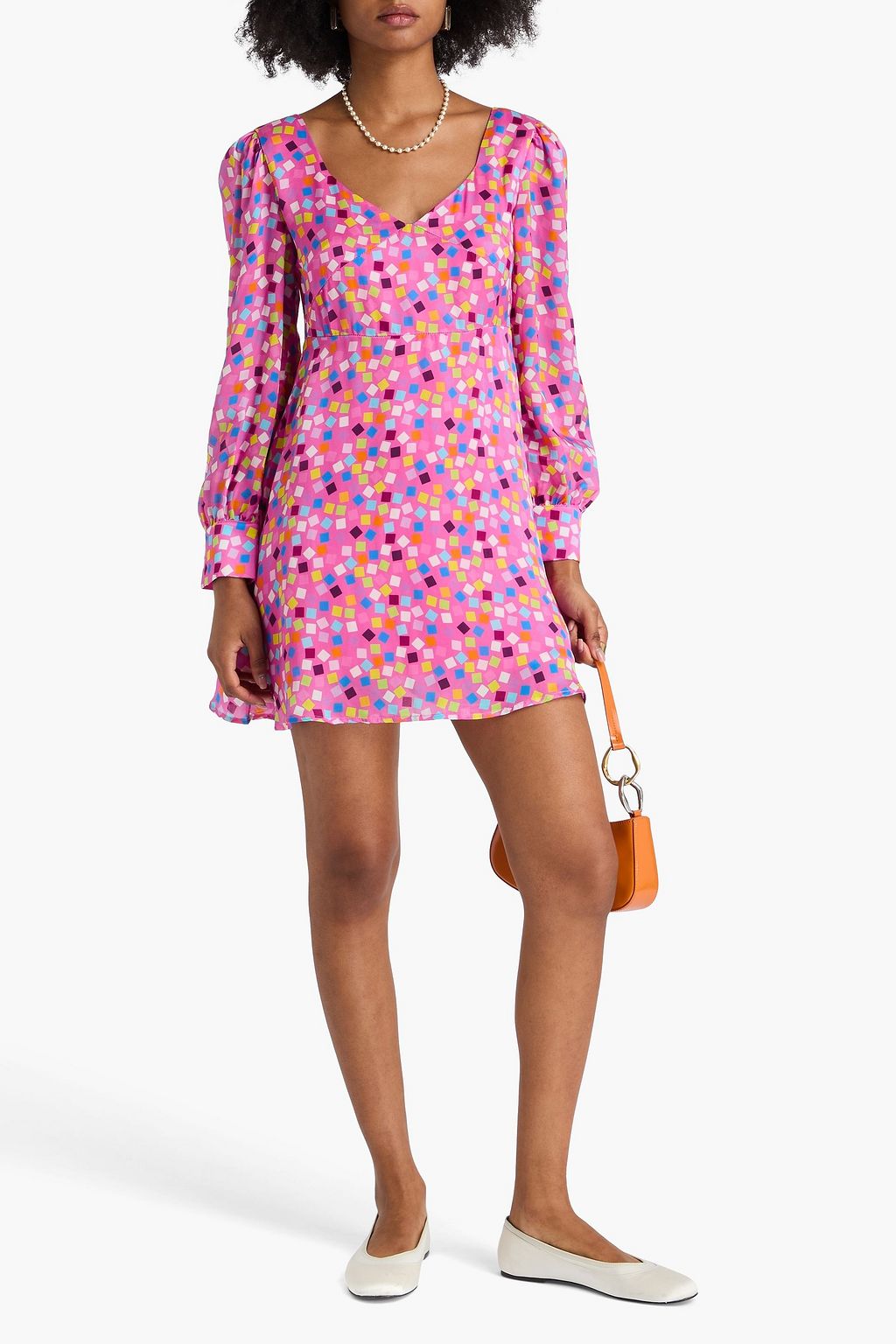 OLIVIA RUBIN Printed satin mini dress