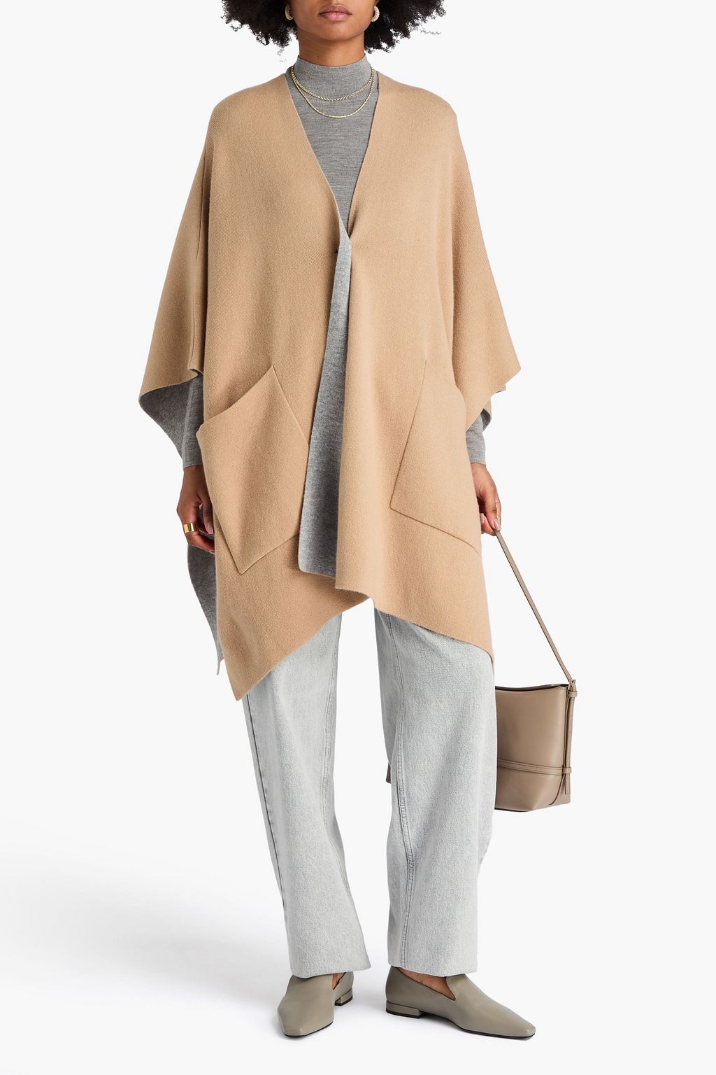 VINCE. Merino wool and cashmere-blend poncho