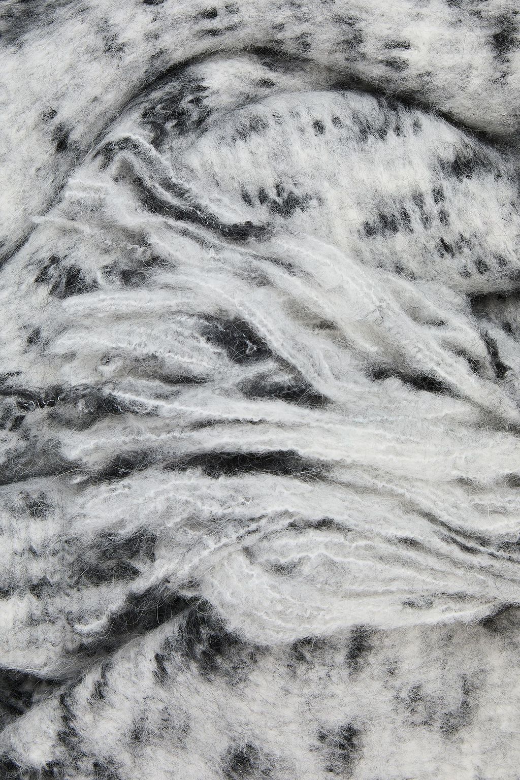 ISABEL MARANT Fringed mélange brushed ribbed-knit scarf