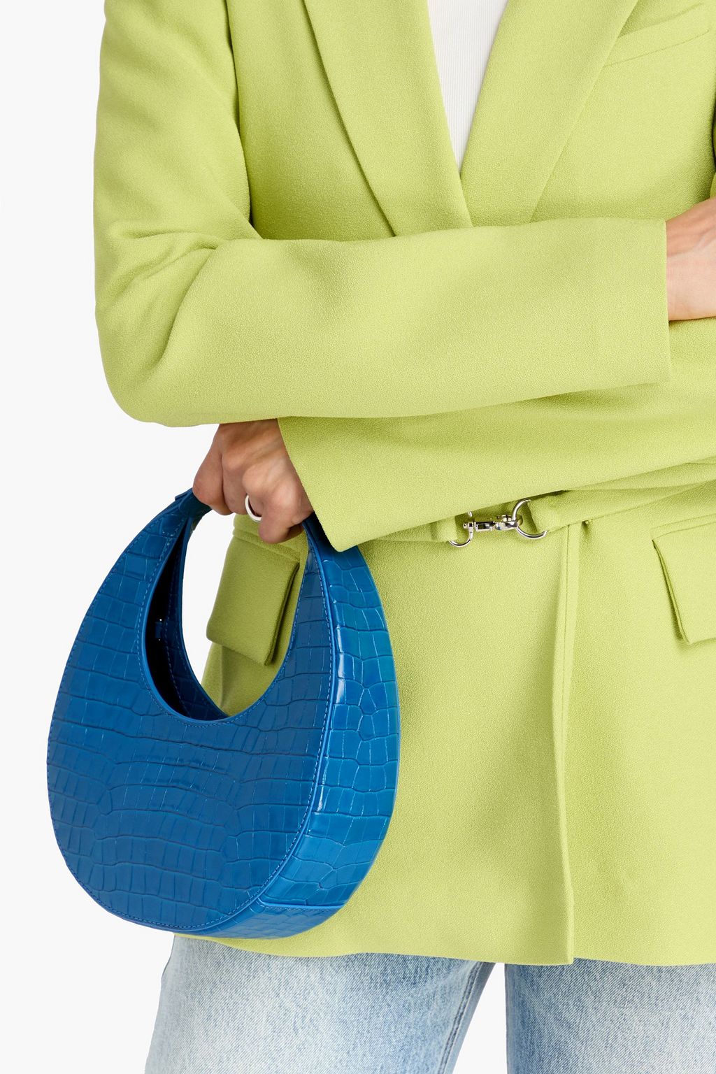 STAUD Moon mini croc-effect leather tote