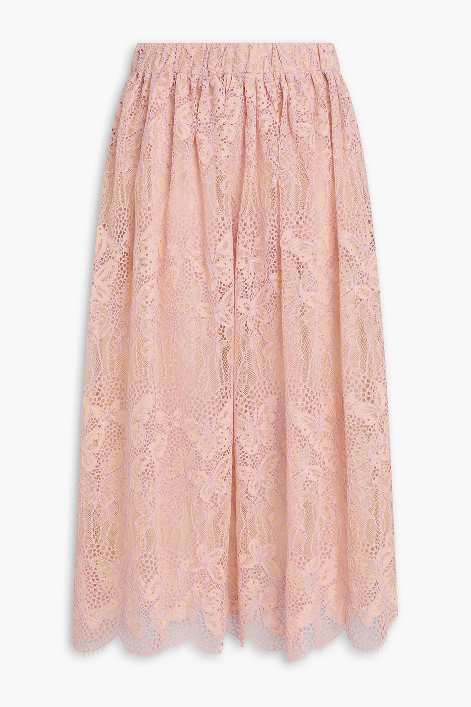 zimmermann - corded lace midi skirt - pink - 00