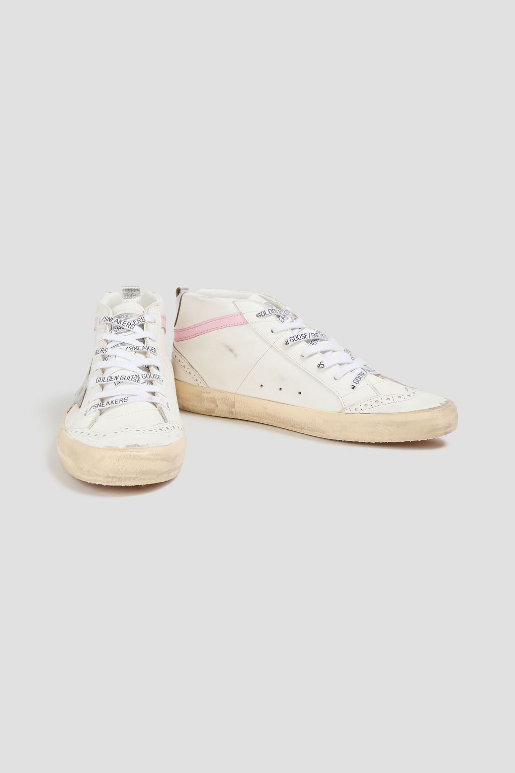 GOLDEN GOOSE حذاء سنيكرز بطول فوق الكاحل من الجلد بتأثير معتق