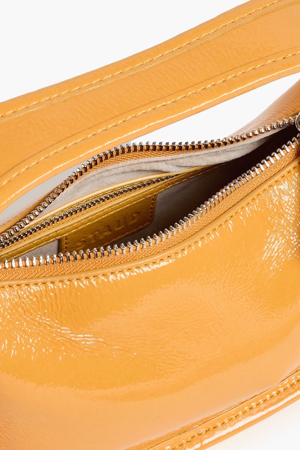 STAUD Venice crinkled patent-leather tote