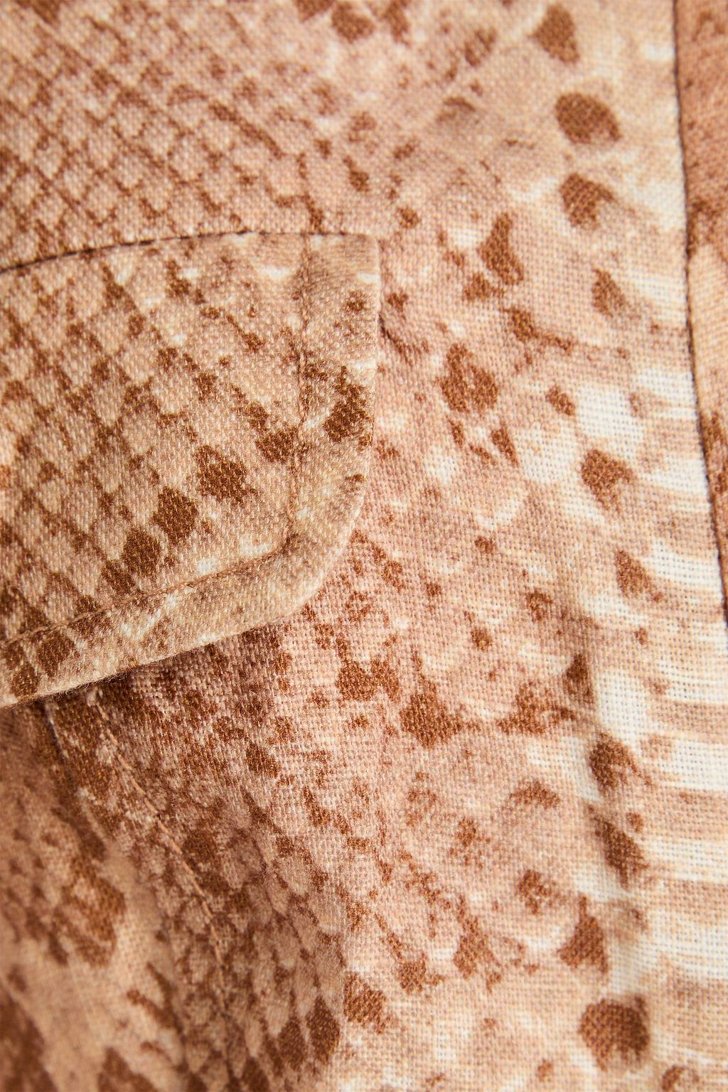 ZIMMERMANN リネン ミニシャツワンピース ベルト付き スネークプリント