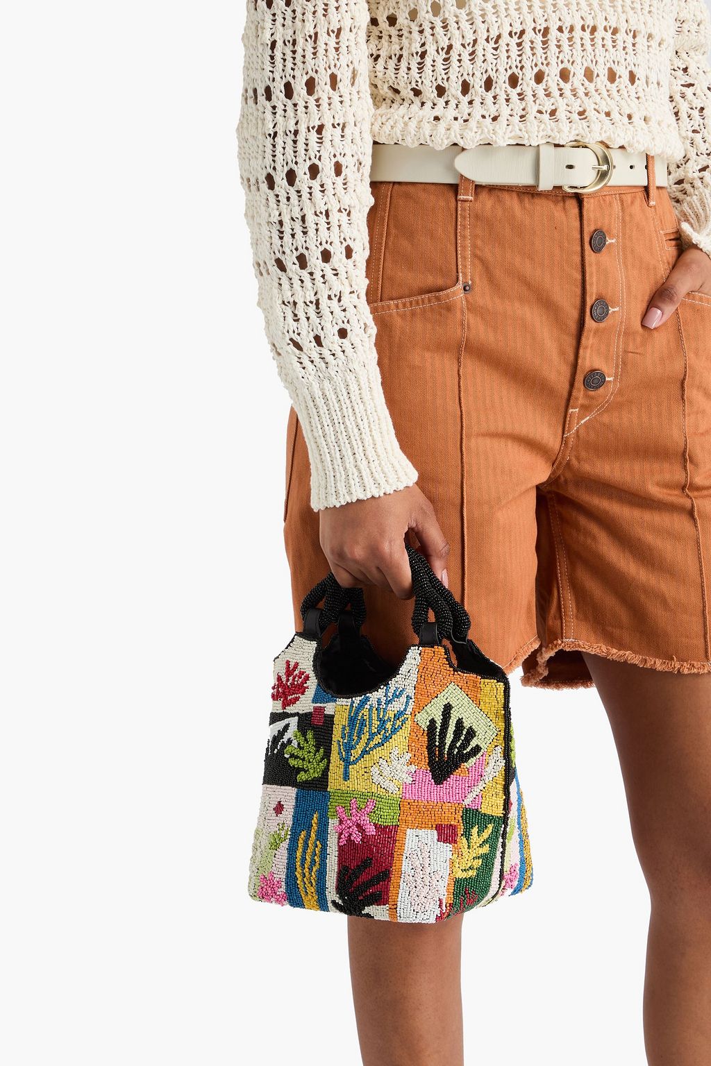STAUD Cote beaded satin bucket bag