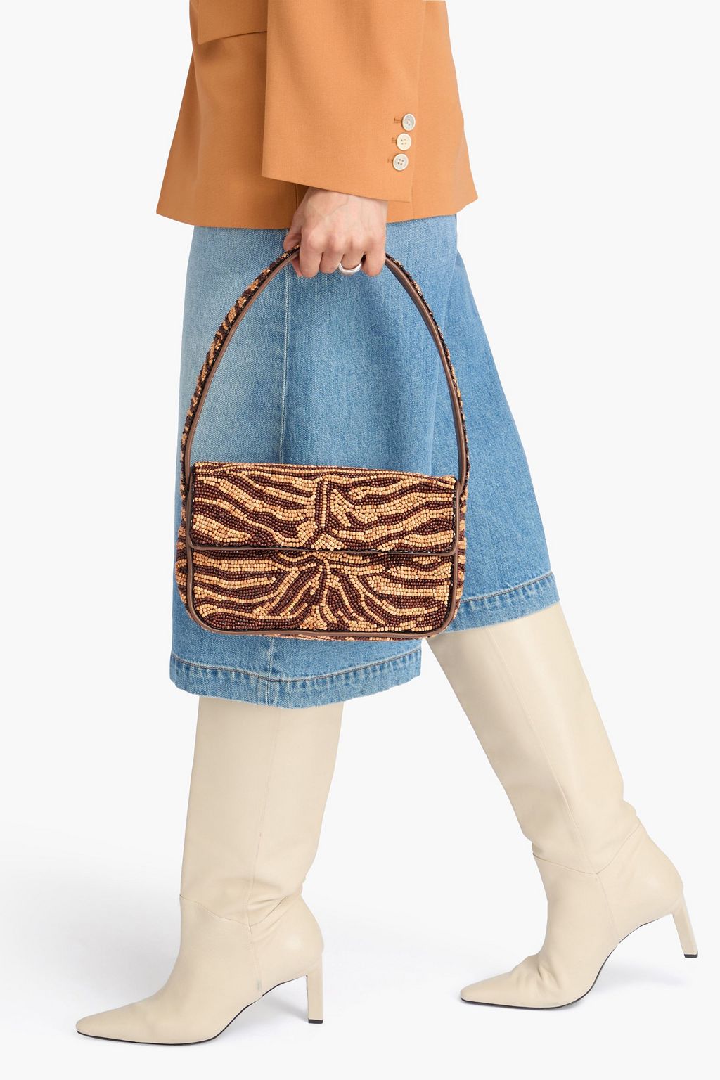 STAUD Schultertasche „Tommy“ mit Zierperlen